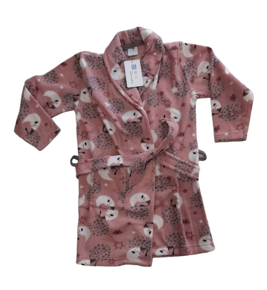 Polar fleece Ρόμπα κοριτσιών pink fluo, δετή στη μέση #0571