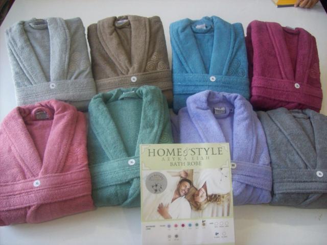 Μπουρνούζι unisex βαμβακερό 100% και ελληνικό, με γιακά #52042