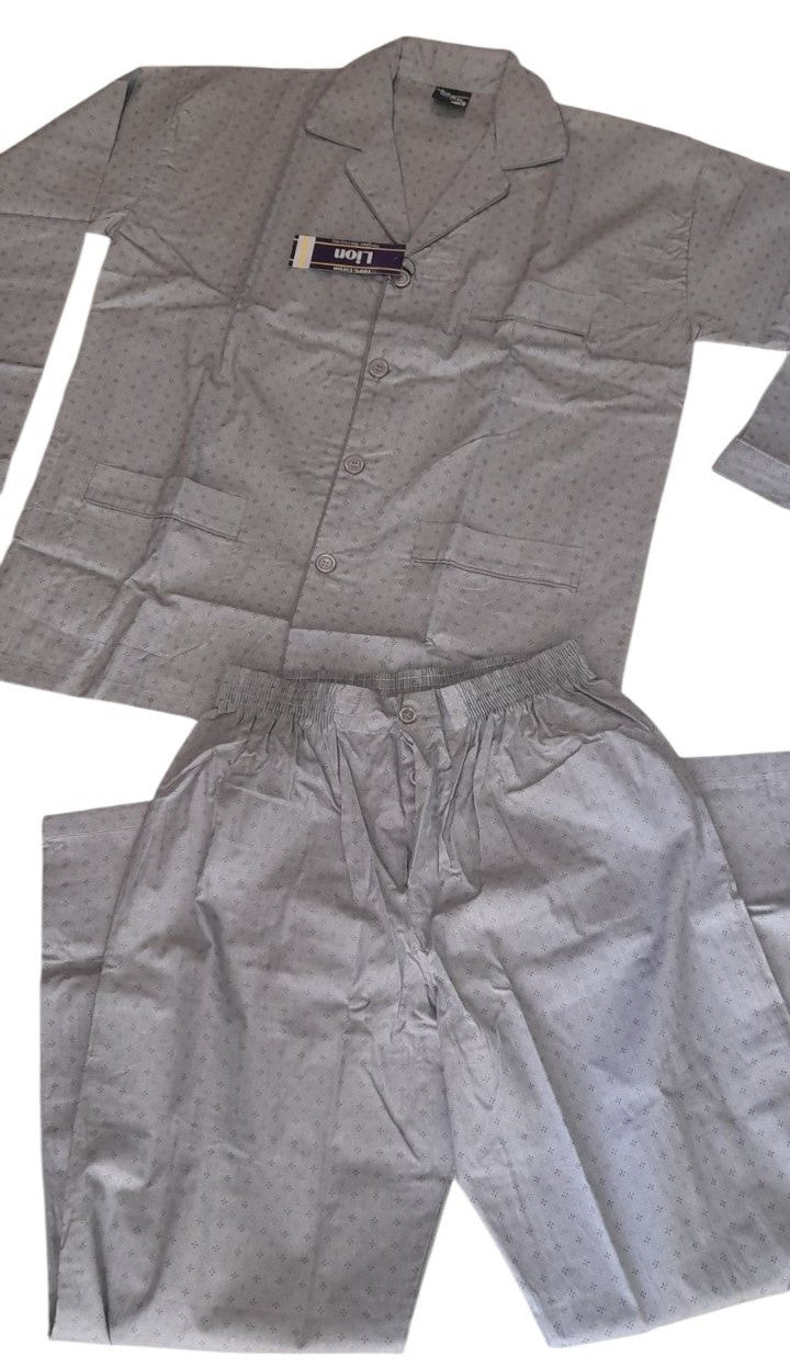 Κλασική ανδρική πιτζάμα Ποπλίνα-κουμπί μακρύ μανίκι. #1050