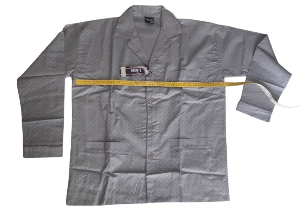 Κλασική ανδρική πιτζάμα Ποπλίνα-κουμπί μακρύ μανίκι. #1050