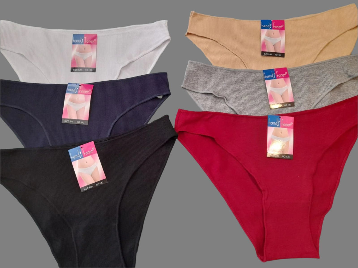 6-pack Λεπτό λάστιχο Κυλοτάκι 1/4 βαμβακερό RIB #170