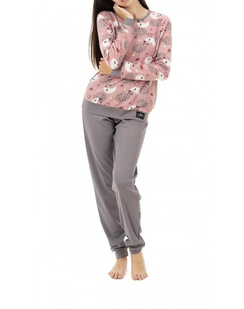 Fleece Φόρμα ύπνου γυναικεία με βαμβακερό παντελόνι #1211