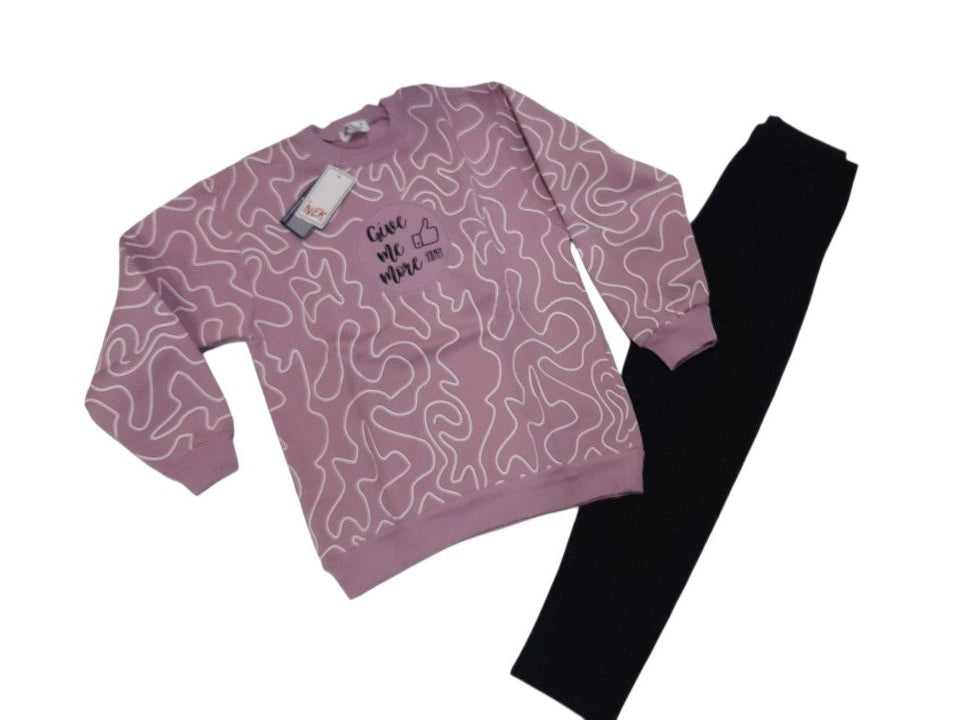 Φόρμα σετ για κορίτσι βαμβακερό φούτερ Nek Kids και κολάν #122425