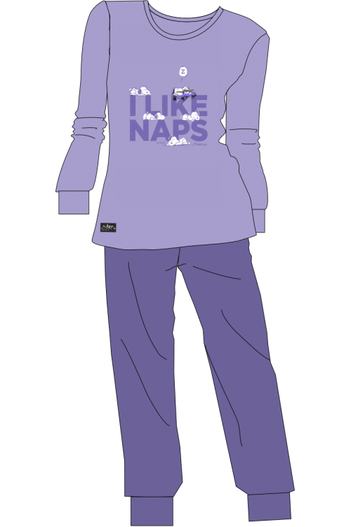 Γυναικεία φόρμα ύπνου 100% βαμβάκι με τύπωμα LIKE NAPS #1278