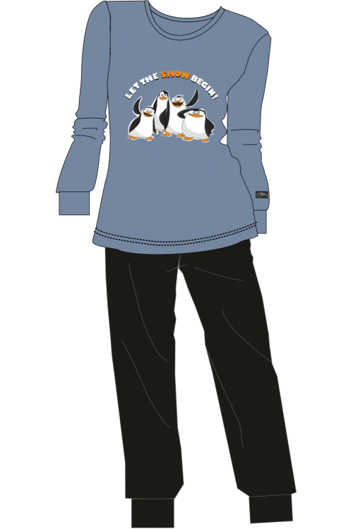 Γυναικεία φόρμα ύπνου 100% βαμβάκι με τύπωμα PENGUIN #1279