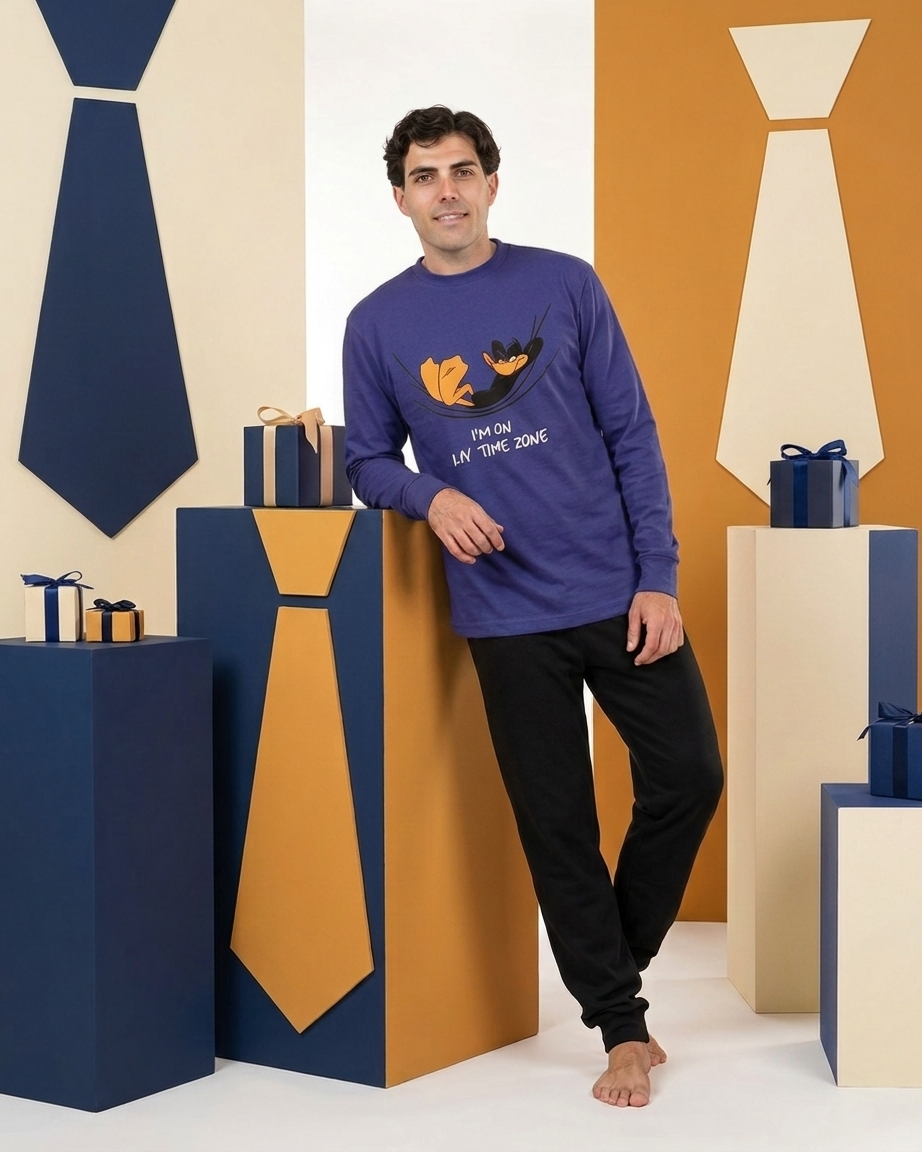 Ανδρική πιτζάμα 100% βαμβάκι τύπωμα DAFFY DUCK #1303