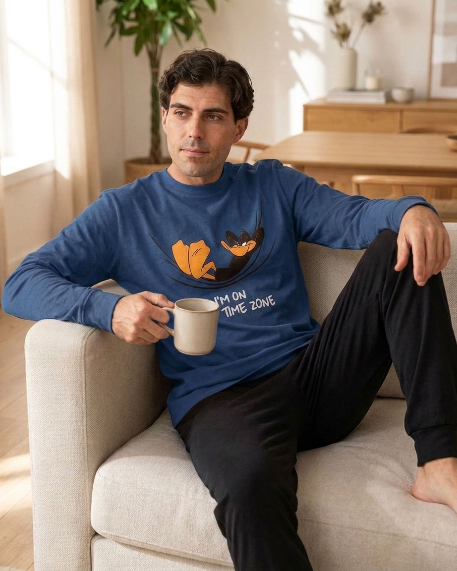 Ανδρική πιτζάμα 100% βαμβάκι τύπωμα DAFFY DUCK #1303