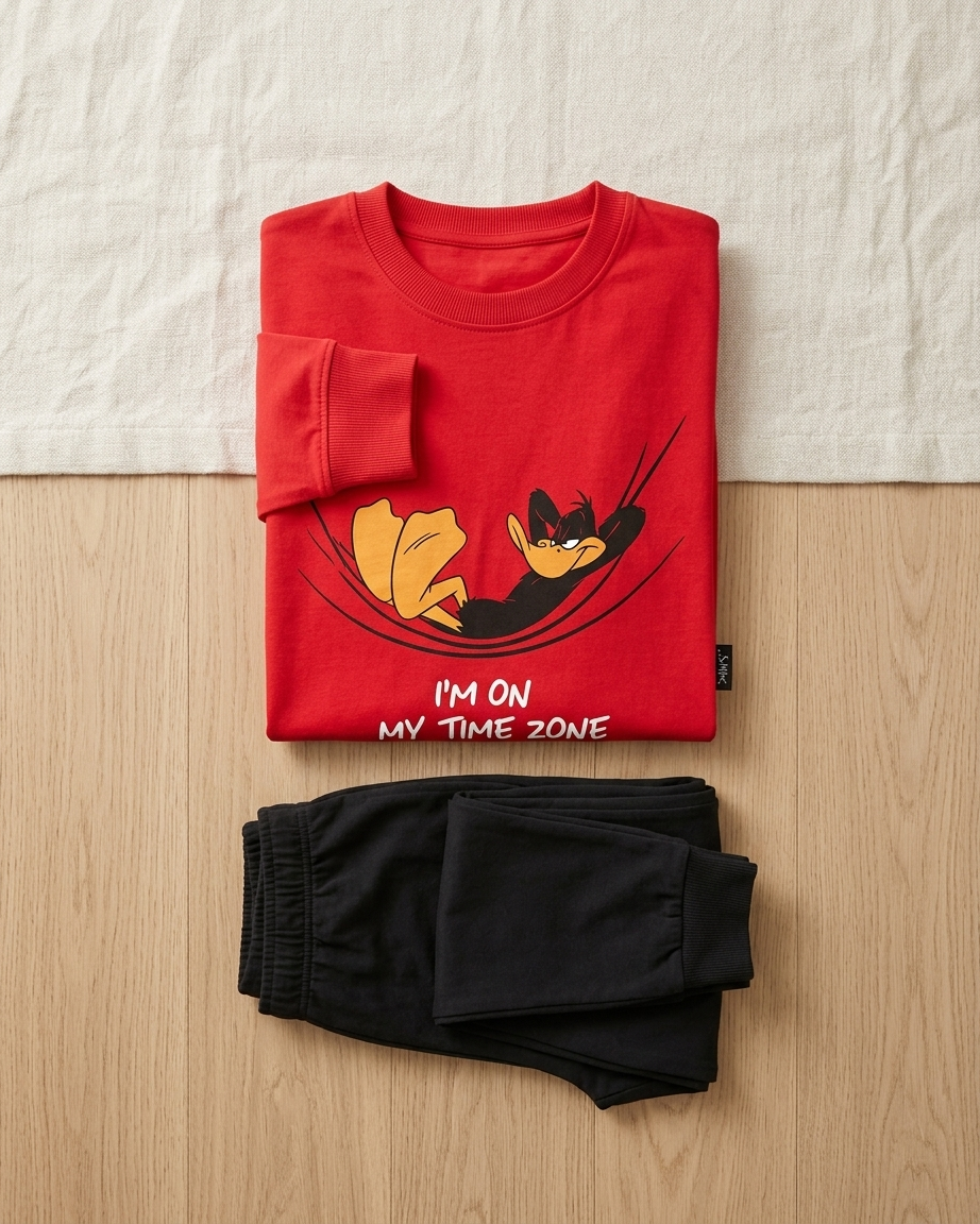 Ανδρική πιτζάμα 100% βαμβάκι τύπωμα DAFFY DUCK #1303
