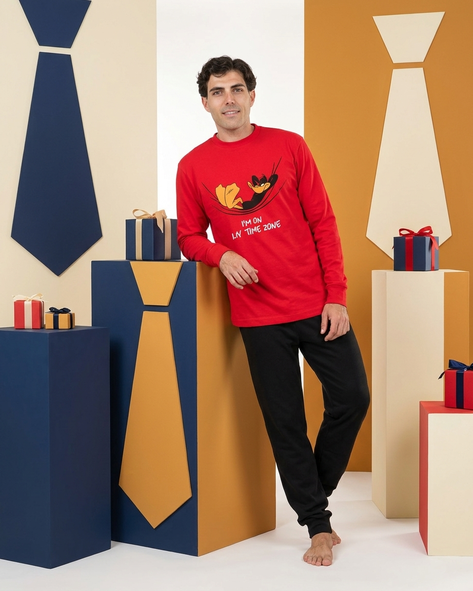 Ανδρική πιτζάμα 100% βαμβάκι τύπωμα DAFFY DUCK #1303