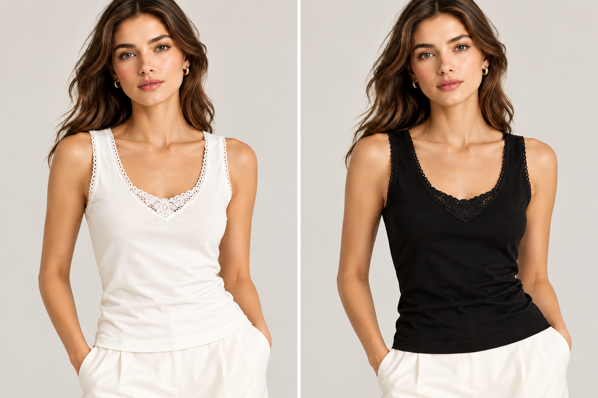 Women's black sleeveless tank top with motif 520103