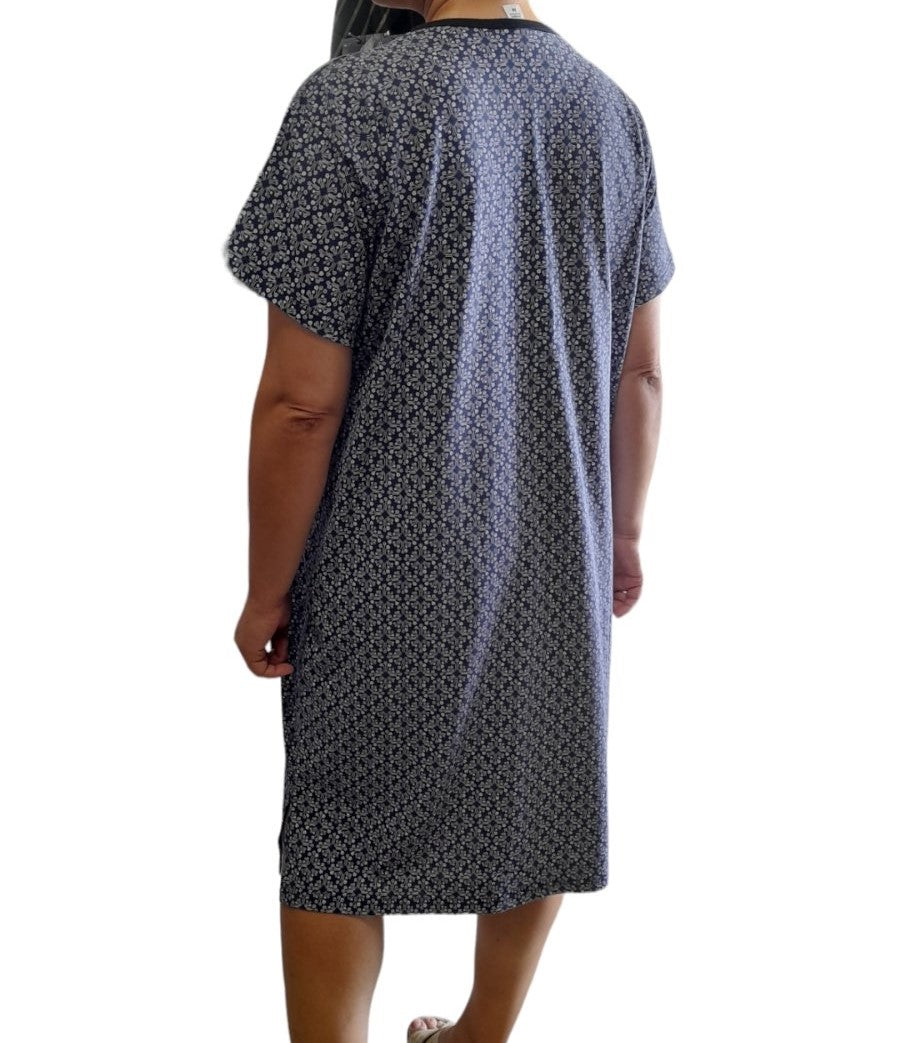 Μακό βαμβακερό φόρεμα με κοντό μανίκι σχέδιο ρόμβος #24-330