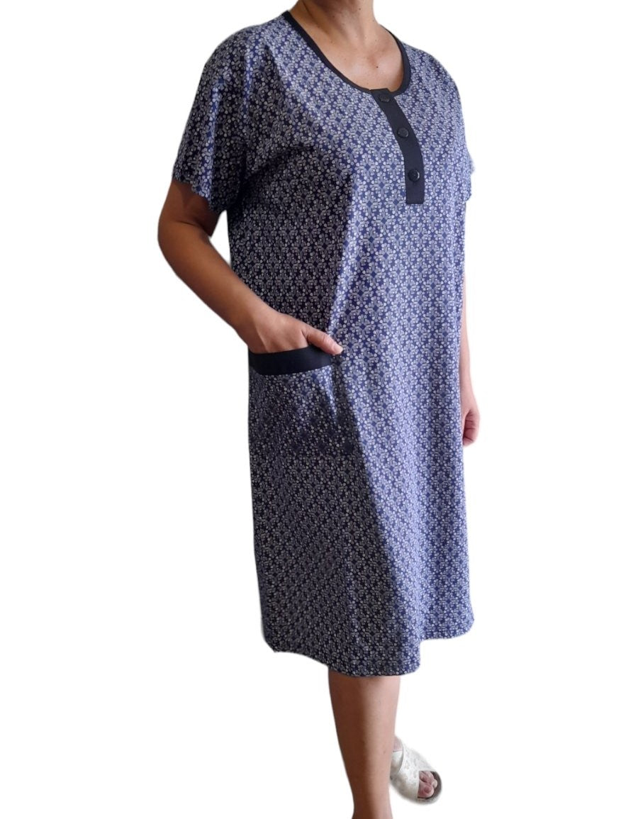 Mako cotton dress with print sleeve #330