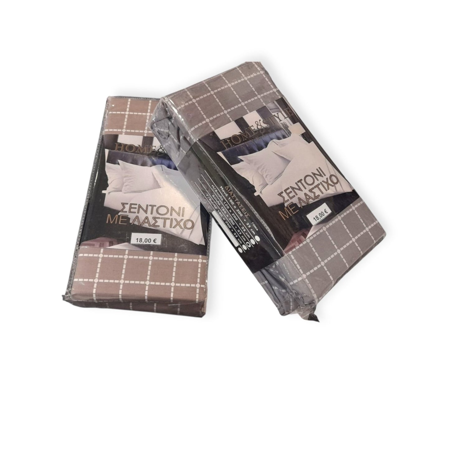 Διπλό 100% βαμβακερό σεντόνι καρό με λάστιχο #250