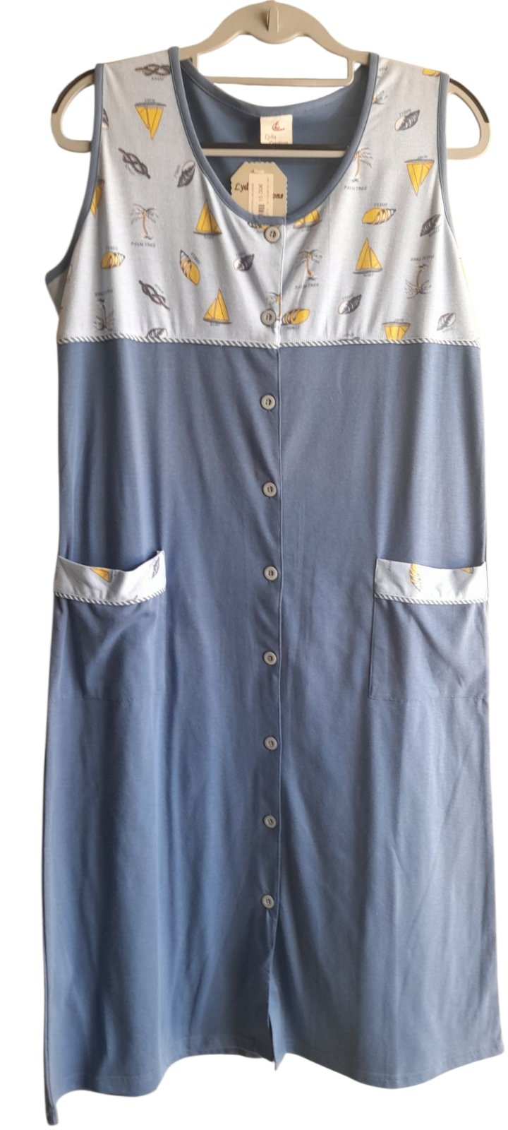 Μακό βαμβακερό ρομπάκι χωρίς μανίκι & κουμπί ως κάτω #322