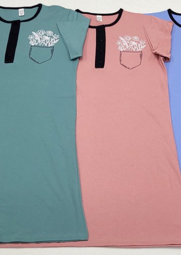 Νεανική Νυχτικιά βαμβακερή με κοντό μανίκι & τύπωμα #4953