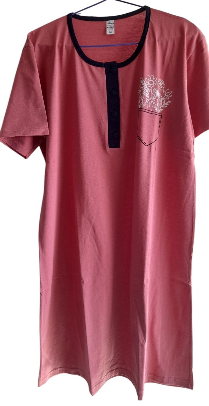 Νεανική Νυχτικιά βαμβακερή με κοντό μανίκι & τύπωμα #4953