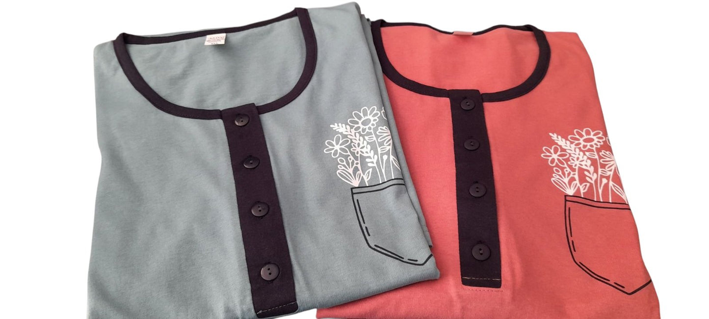 Νεανική Νυχτικιά βαμβακερή Ίντερλοκ & τύπωμα #1080