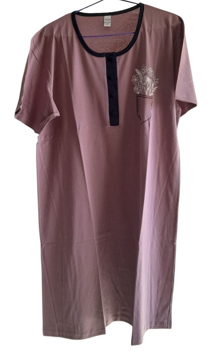 Νεανική Νυχτικιά βαμβακερή με κοντό μανίκι & τύπωμα #4953