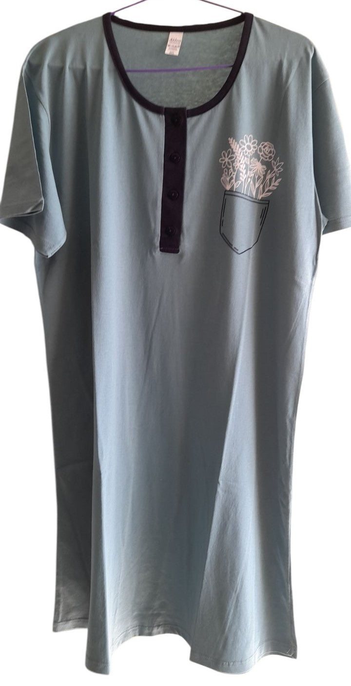 Νεανική Νυχτικιά βαμβακερή με κοντό μανίκι & τύπωμα #4953