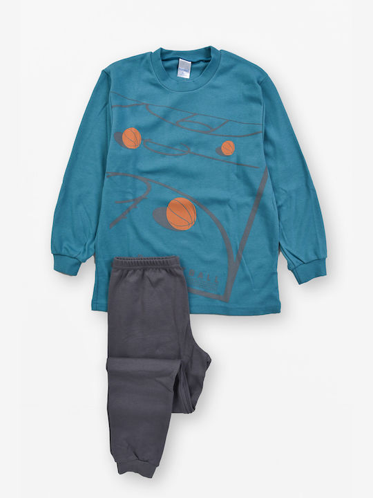 Πιτζάμα αγόρι basketball βαμβακερή με μανσέτες κάτω στο παντελόνι #63985