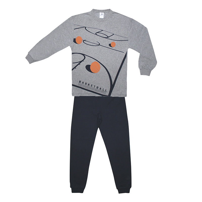 Boy's cotton basketball pajamas with cuffs down the pants #63985