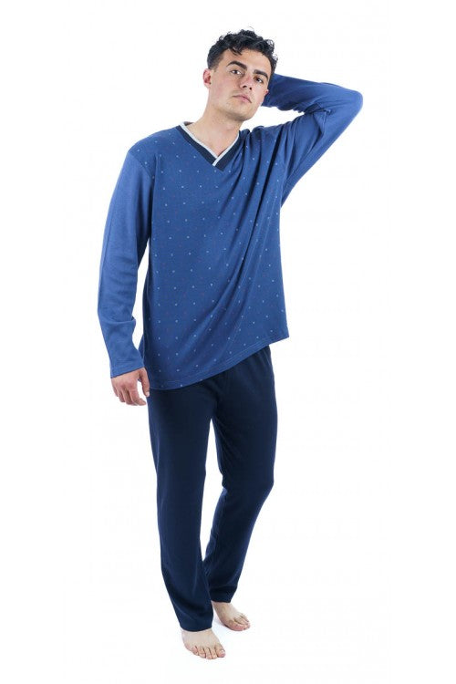 Ανδρικό σετ ύπνου 100% βαμβακερό με V λαιμό #B649