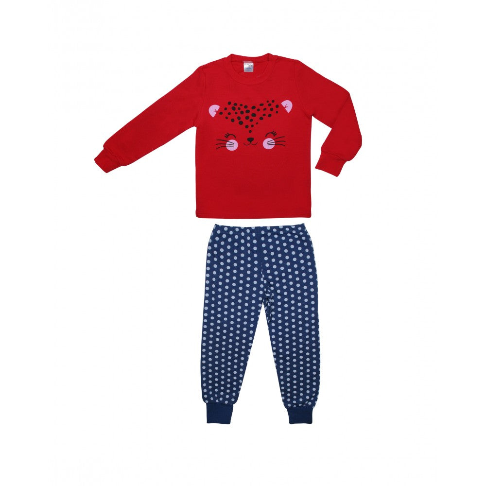 Πιτζάμα κορίτσι RED CAT βαμβακερή με μανσέτες κάτω στο παντελόνι #64991