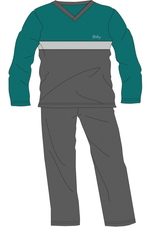 Υπερμεγέθης Ανδρική πιτζάμα με βε γιακά 100% BAMBAKI #Β656