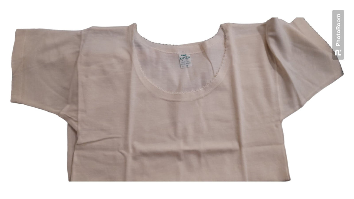 Φανέλα γυναικεία μάλλινη με κοντό μανίκι wool-cotton #846