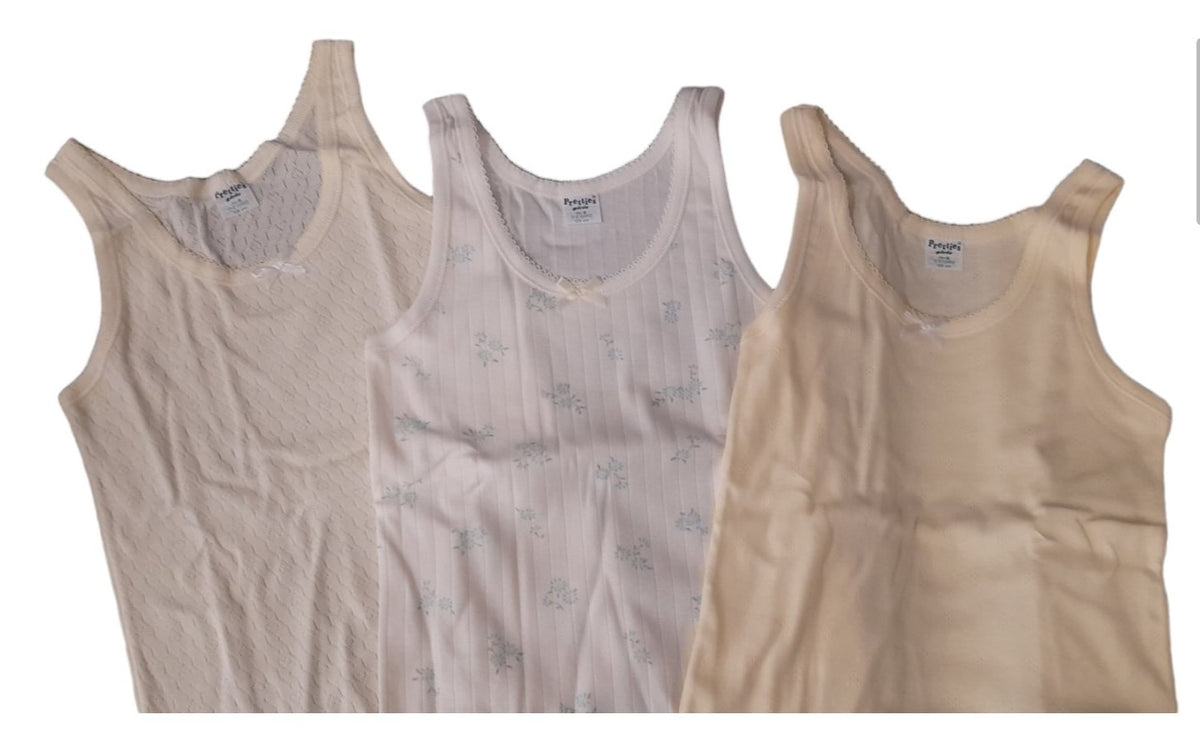 3-in-1 Set Girls' 100% Cotton Sleeveless Tank Top #9574