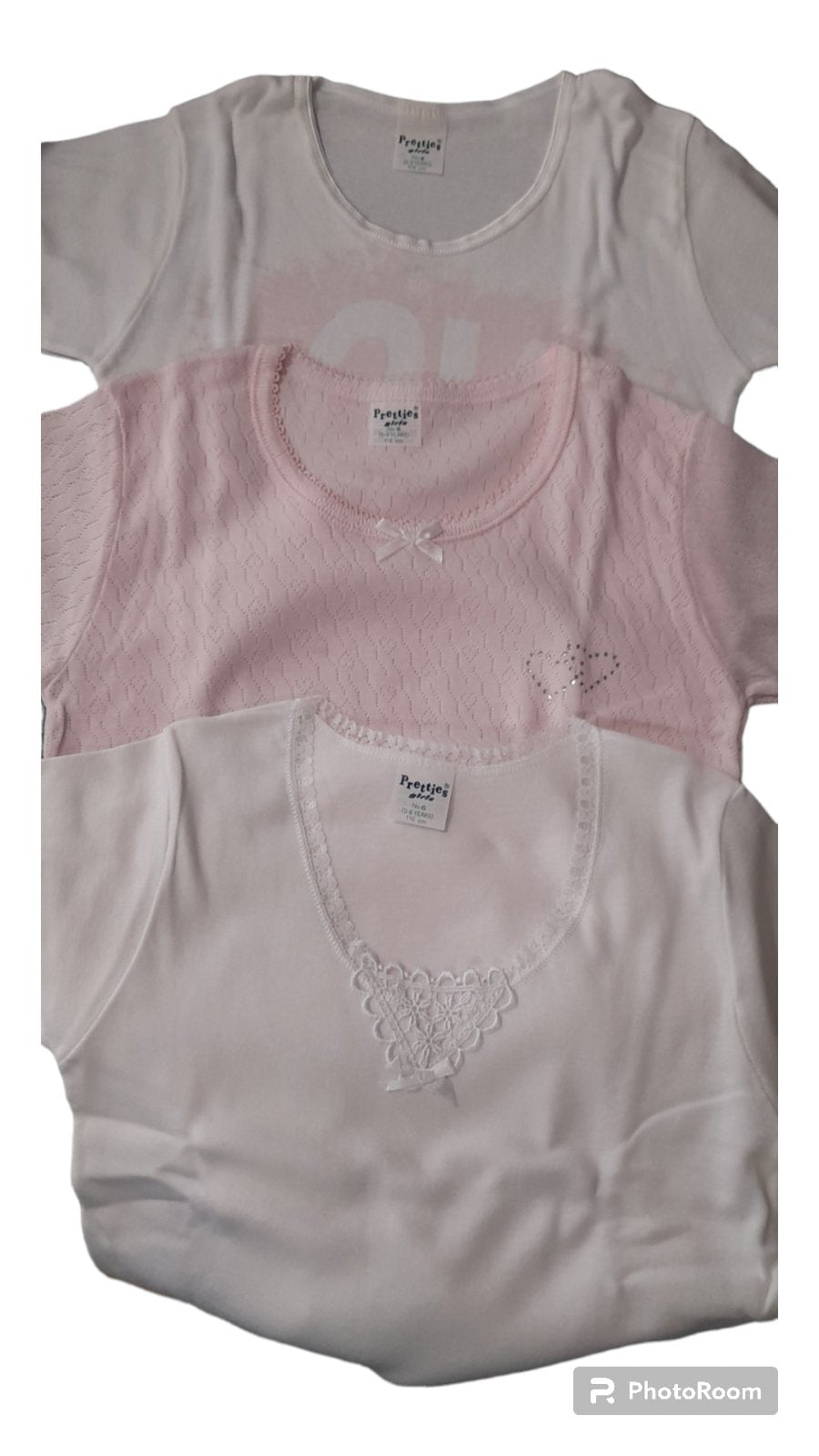 3-Piece Set 100% Cotton Girls Short Sleeve Tank Top #9575