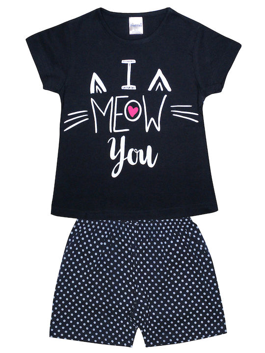 Παιδική Πιτζάμα κοριτσιών Καλοκαιρινή Βαμβακερή Navy Μπλε #63133