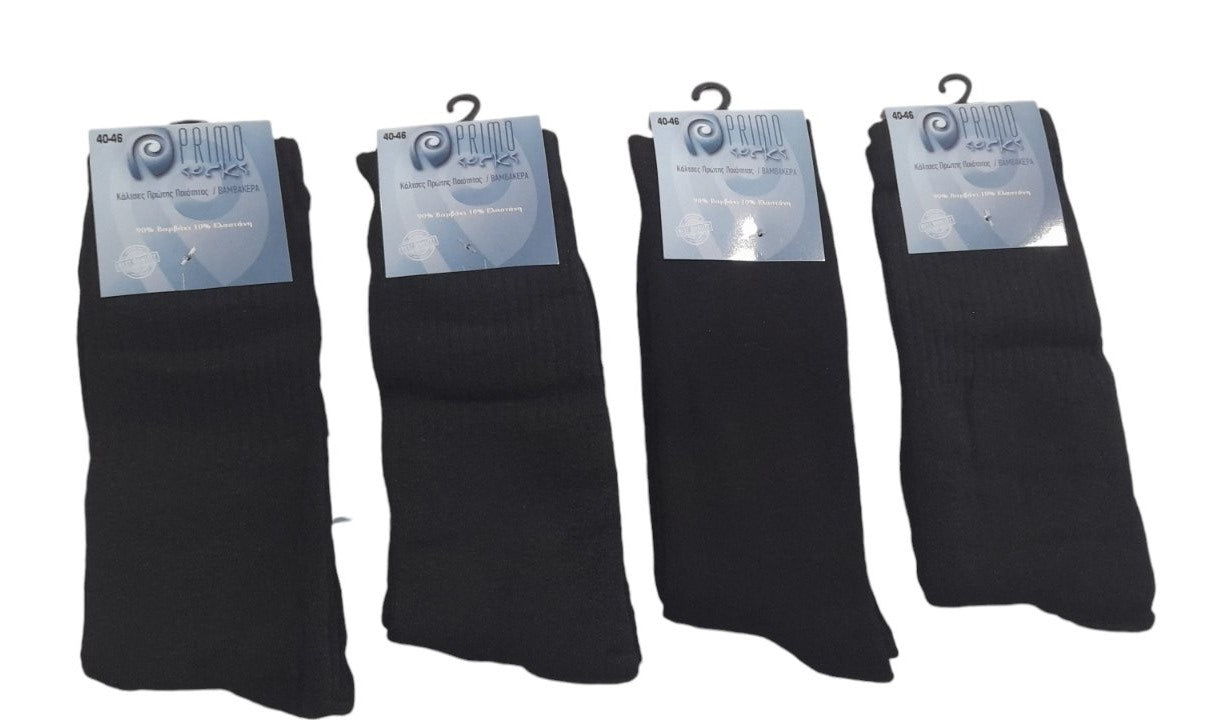 Κάλτσες ανδρικές αθλητικές πετσετέ, βαμβακερές 5άδα σετ #black5