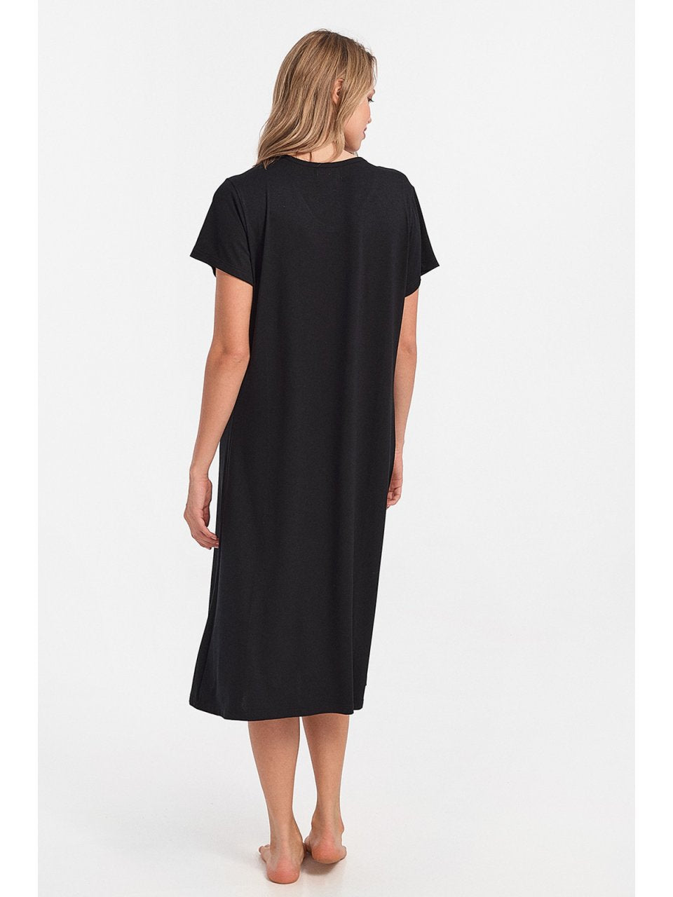 Φόρεμα βισκόζ με κοντό μανίκι εντυπωσιακό μονόχρωμο #0289