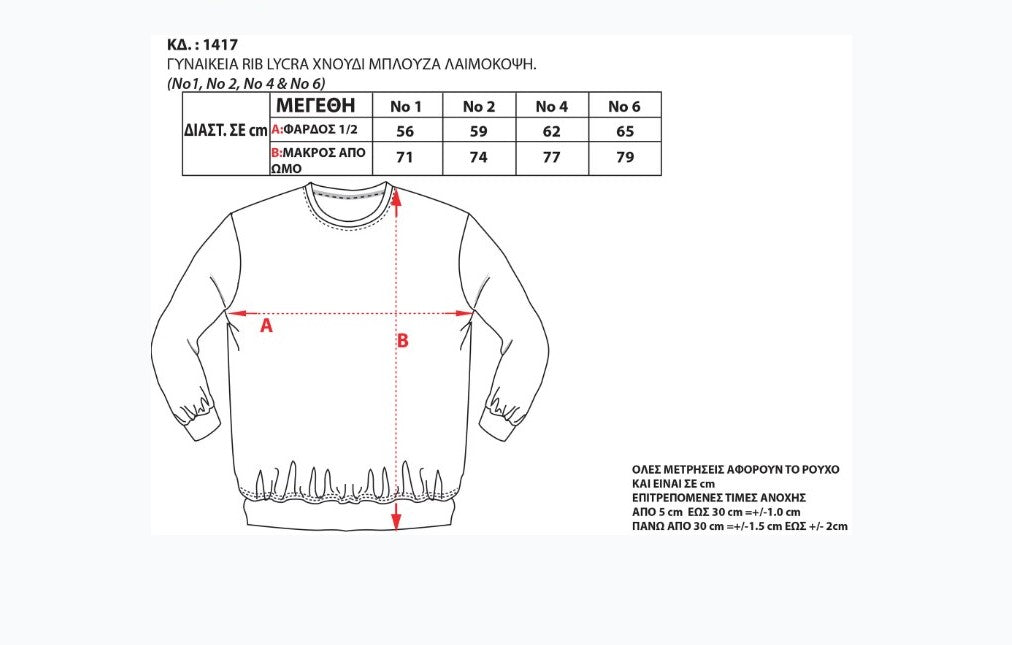 Μπλούζα γυναικεία ριπ χνούδι λαιμόκοψη #1417