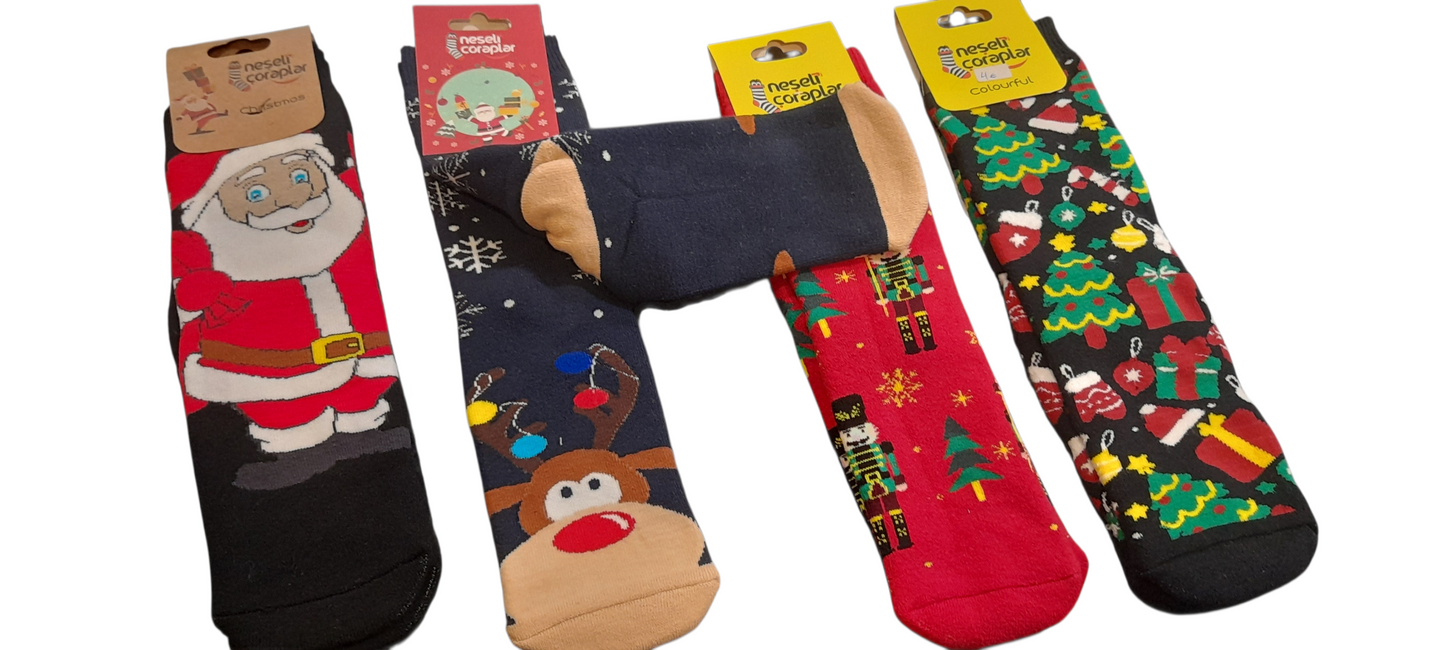 Χριστουγεννιάτικη κάλτσα one-size πετσετέ #3744