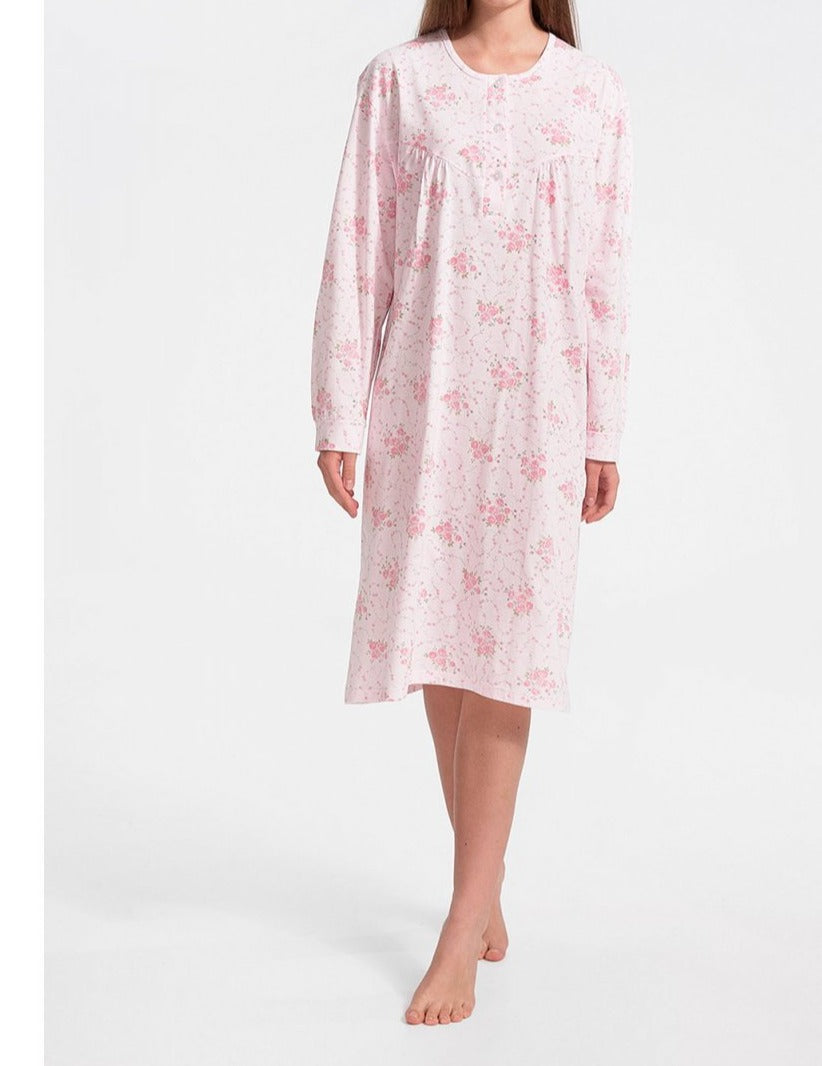 Νυχτικό κλασικό 100% βαμβακερό με μακρύ μανίκι #1060