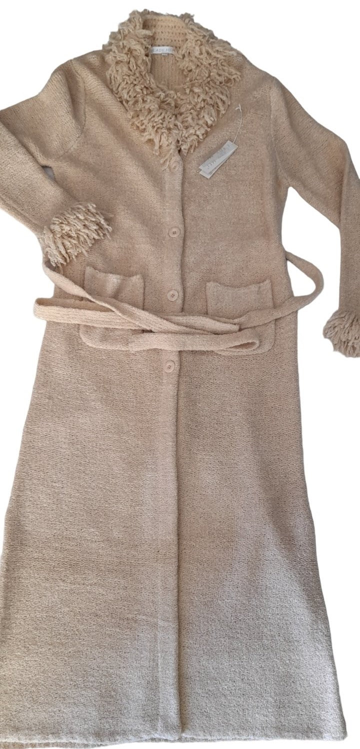 Πλεκτή ζακέτα ρόμπα μάξι με κουμπί και ζωνάκι #1095