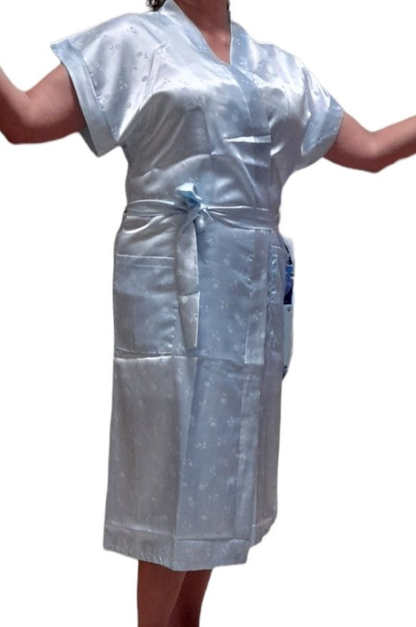 Κλασική μάξι, σατέν ρόμπα με κοντό μανίκι #1311