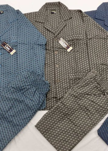 Κλασσική ανδρική πιτζάμα φανέλα 100% cotton με κουμπί #1710