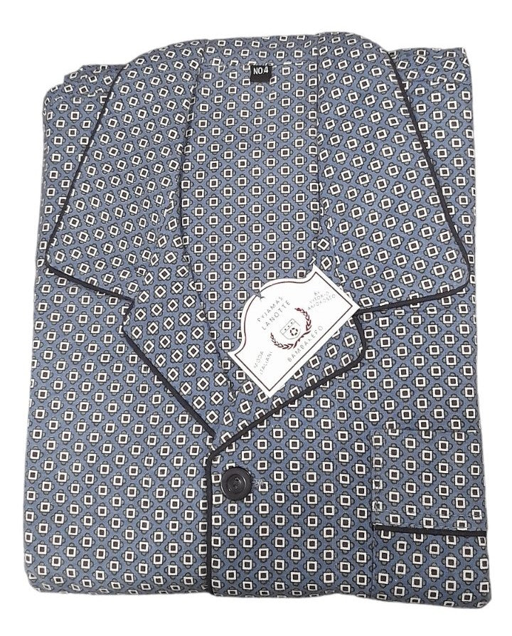 Κλασσική ανδρική πιτζάμα φανέλα 100% cotton με κουμπί #1710