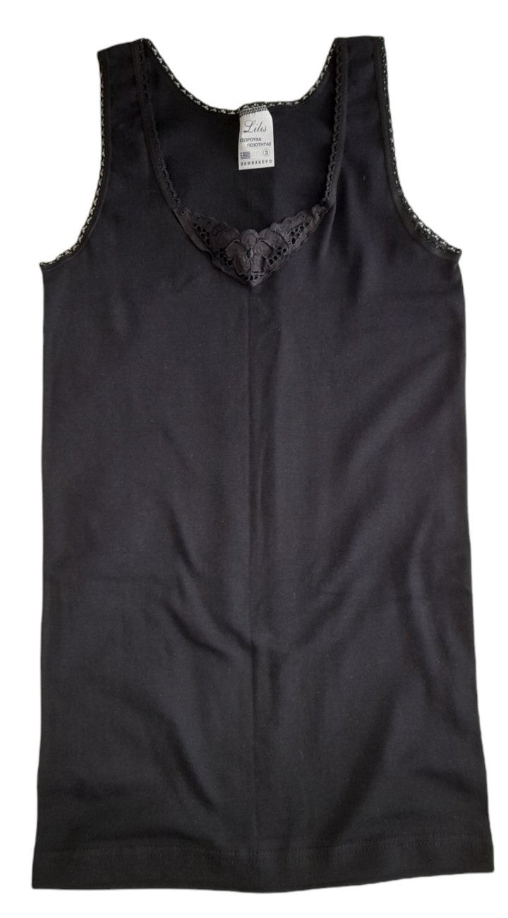 Women's black sleeveless tank top with motif 520103