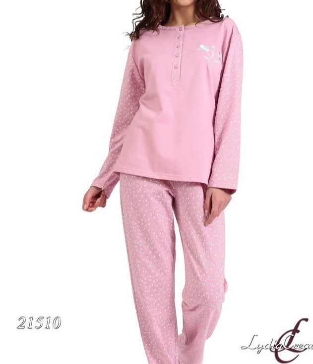 Γυναικεία φούτερ πιτζάμα με 4 κουμπάκια λαιμό #21510