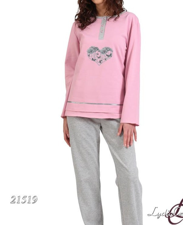 Γυναικεία βαμβακερή φούτερ πιτζάμα με πατιλέτα #21519