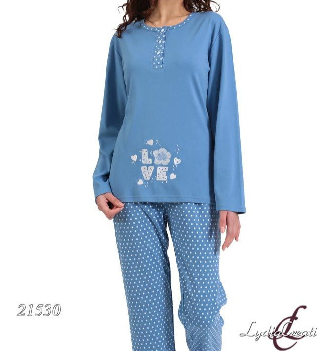 ΣΕΤ ρόμπα κοντή και πιτζάμα γυναικεία βαμβακερή #21530