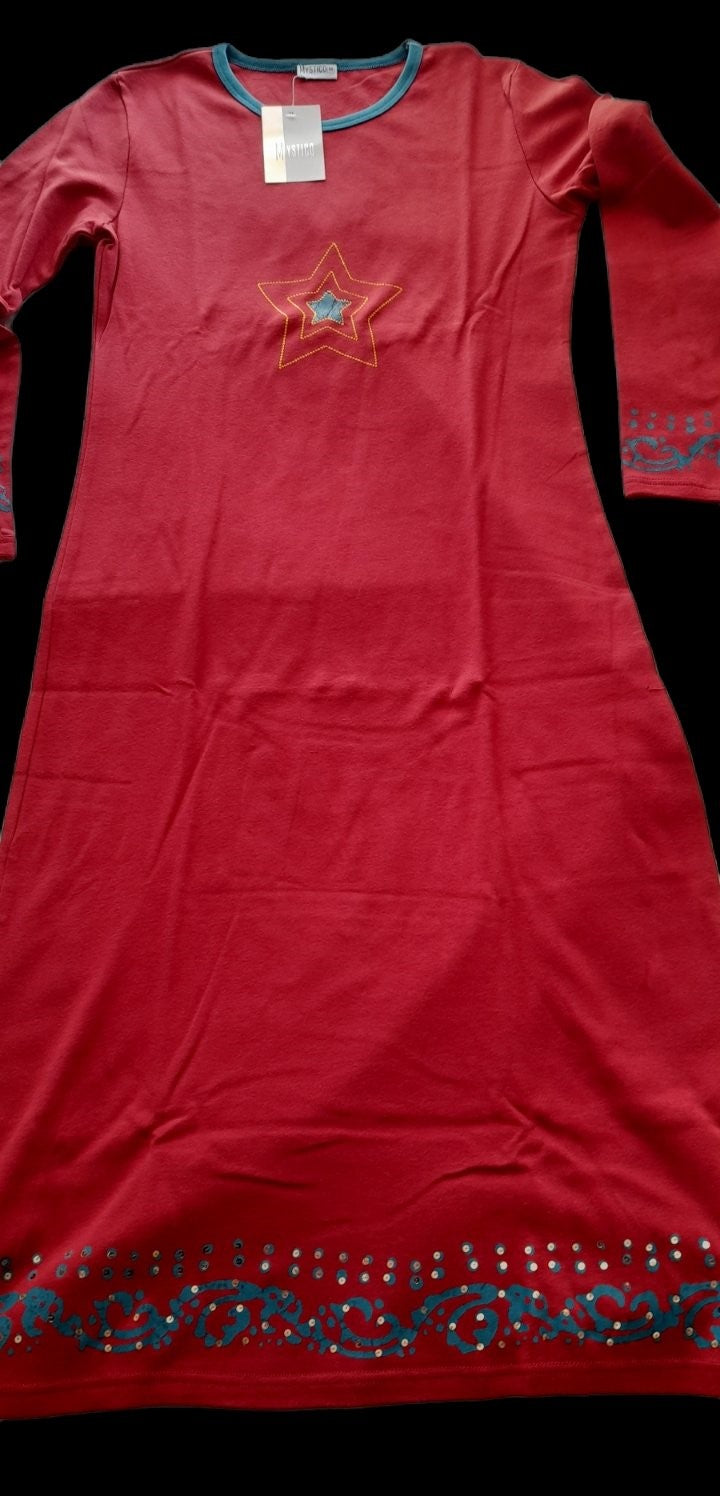 Καφτάνι βαμβακερό μάξι με μακρύ μανίκι #22862