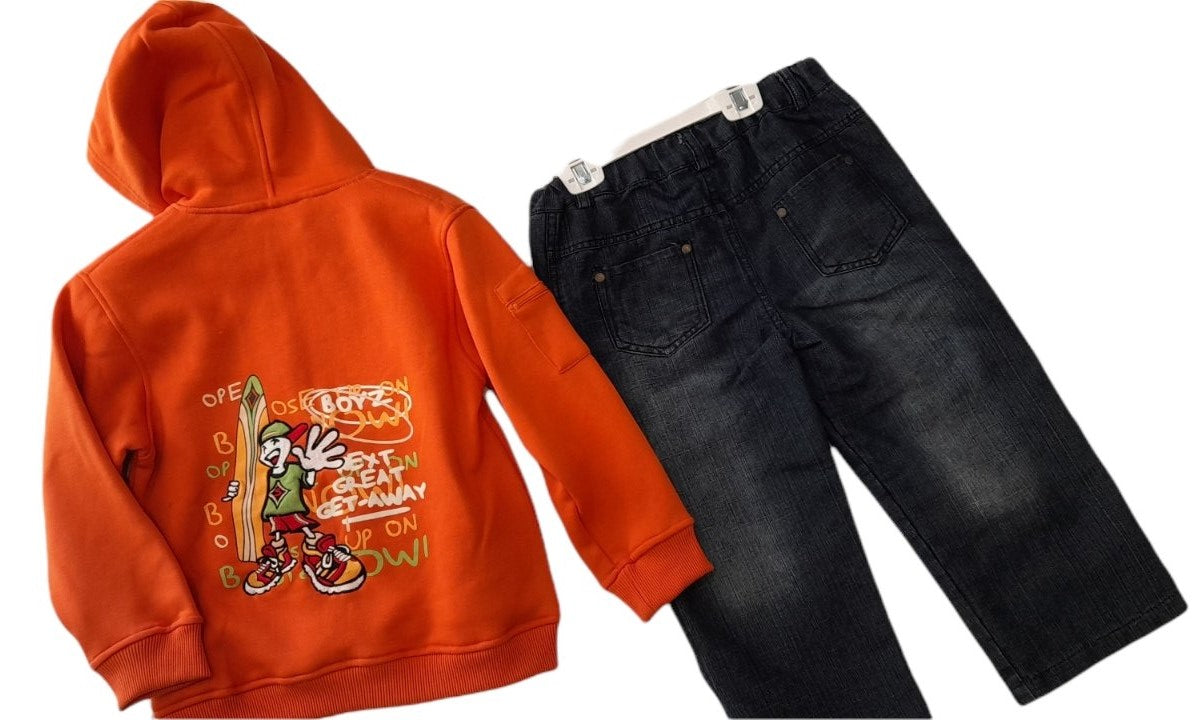 Σετ βρεφικό με φούτερ ζακέτα & τζην παντελόνι #28634