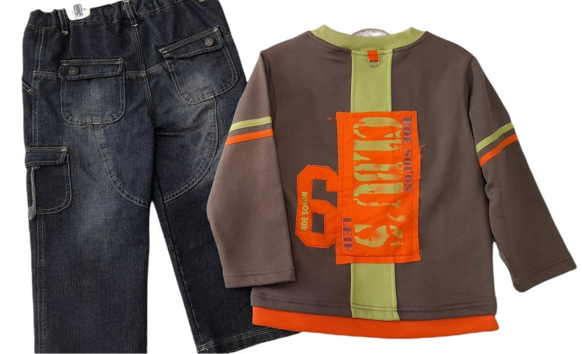 Σετ βρεφικό με φούτερ μπλούζα & τζην παντελόνι #28636