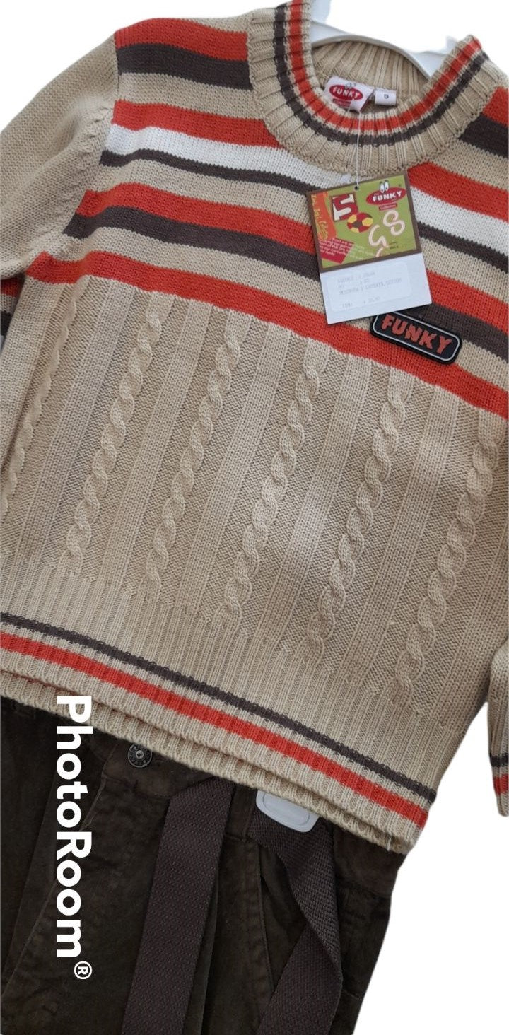 Σετ βρεφικό με πλεκτό μπλουζάκι & κοτλέ παντελόνι #28646