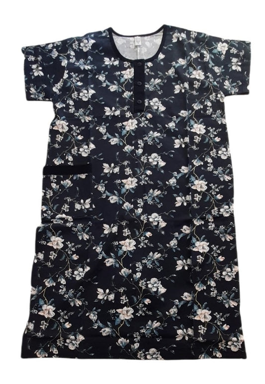 Μακό βαμβακερό φόρεμα με κοντό μανίκι Εμπριμέ #33113